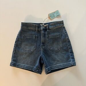 NEW Faherty Stretch Terry Patch Pocket Shorts High Rise 26 Riverton Blue